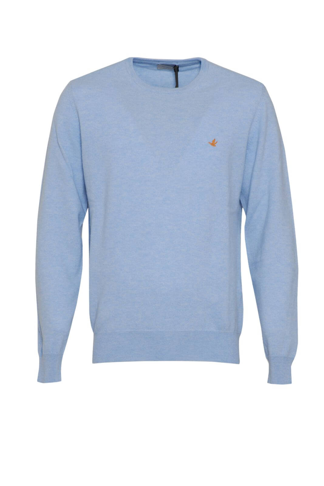 Maglia da uomo Brooksfield in lana a girocollo con logo fronte azzurro