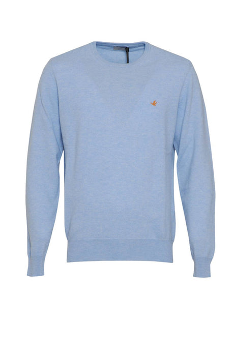 Maglia da uomo Brooksfield in lana a girocollo con logo fronte azzurro