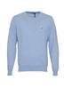 Maglia da uomo Brooksfield in lana a girocollo con logo fronte azzurro