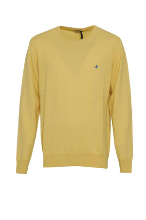 Maglia da uomo Brooksfield in lana a girocollo con logo fronte giallo