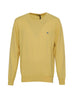 Maglia da uomo Brooksfield in lana a girocollo con logo fronte giallo