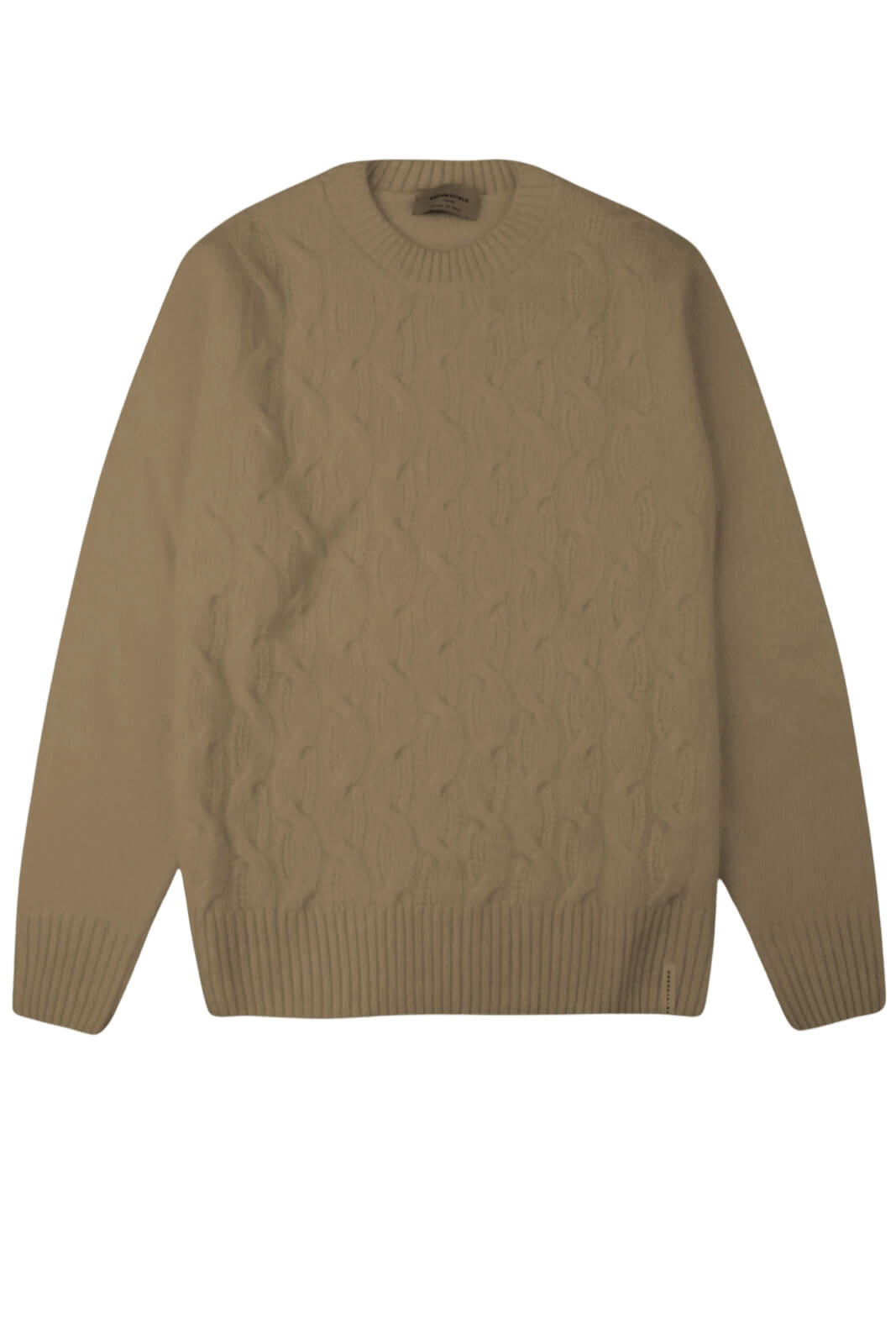 Maglione Brooksfield da uomo in lana a trecce fronte tortora