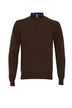 Cardigan mezza zip da uomo Brooksfield fronte marrone