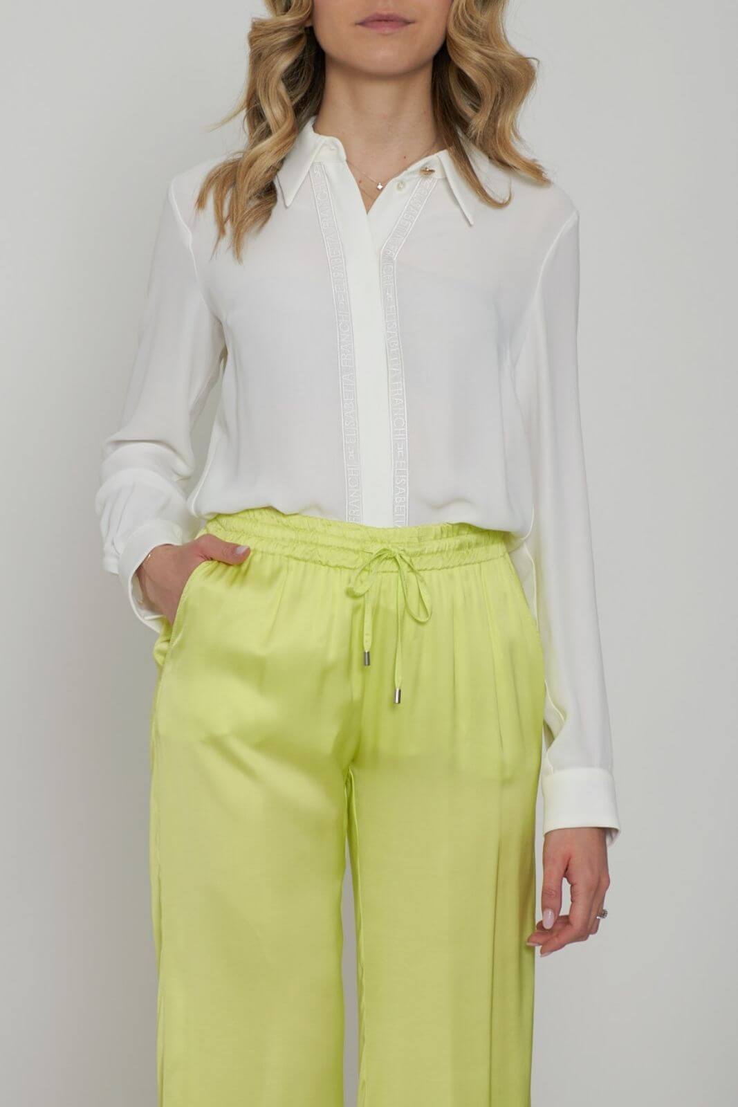 Elisabetta Franchi women's georgette shirt with lettering bands
