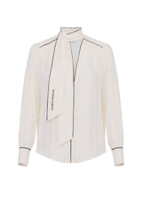 Elisabetta Franchi women's georgette shirt with scarf and piping