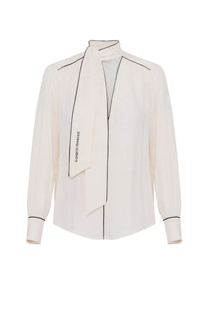 Elisabetta Franchi women's georgette shirt with scarf and piping