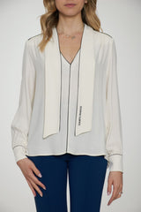 Elisabetta Franchi women's georgette shirt with scarf and piping
