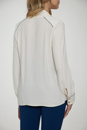 Elisabetta Franchi women's georgette shirt with scarf and piping