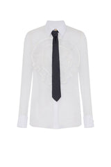 Elisabetta Franchi women's silk voile shirt with ruffles and tie
