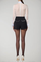Elisabetta Franchi women's silk voile shirt with ruffles and tie
