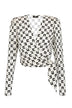 Elisabetta Franchi women's cropped shirt in viscose georgette with logo print and knot