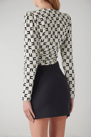Elisabetta Franchi women's cropped shirt in viscose georgette with logo print and knot