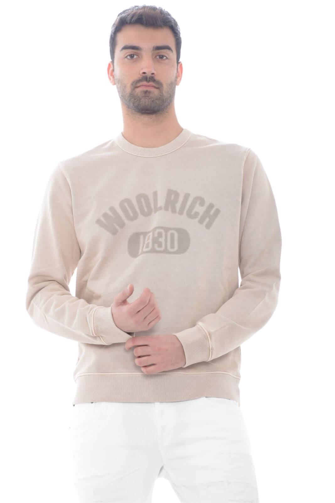 Woolrich men's sweatshirt GARMENT DYED LOGO CREWNECK