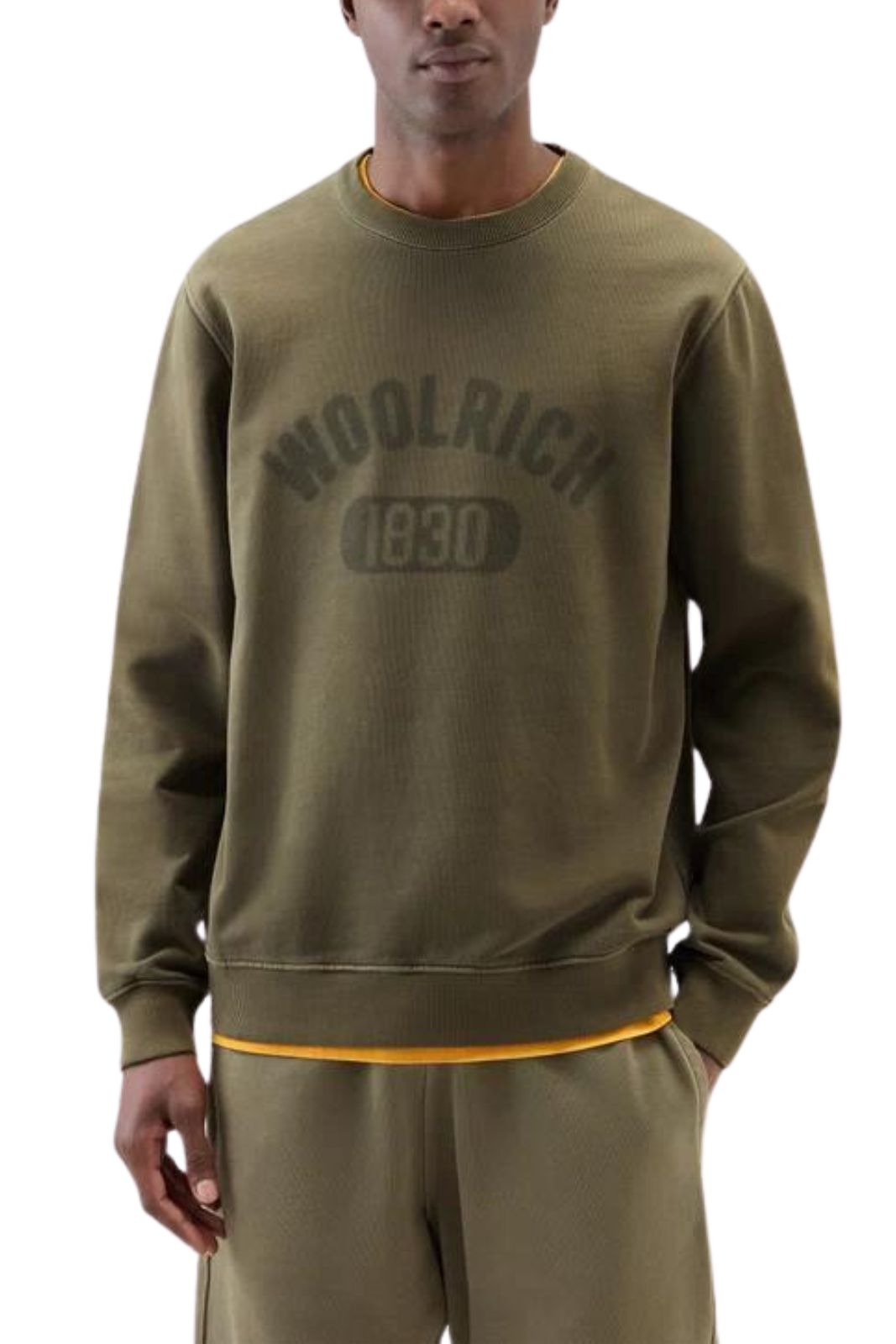 Woolrich felpa uomo GARMENT DYED LOGO CREWNECK