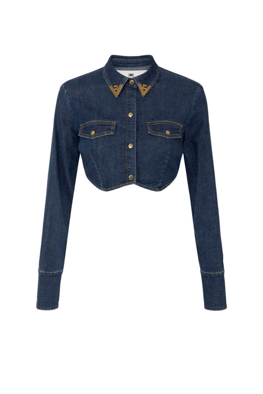 Camisa vaquera corta para mujer Elisabetta Franchi con detalles de logotipo