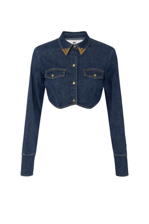 Camisa vaquera corta para mujer Elisabetta Franchi con detalles de logotipo