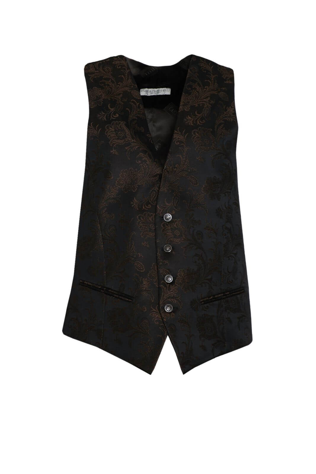 Gilet a stampa araldica con quattro bottoni logati fronte