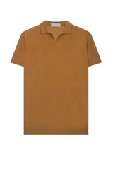 Polo da uomo Cashmere Company in misto lino e scollo a V