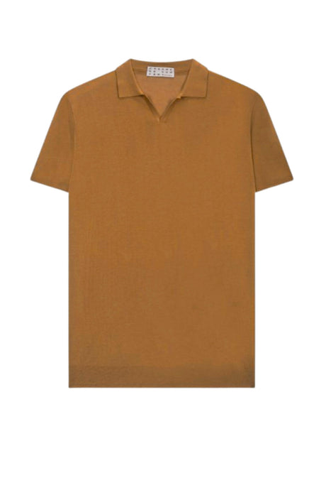 Polo da uomo Cashmere Company in misto lino e scollo a V