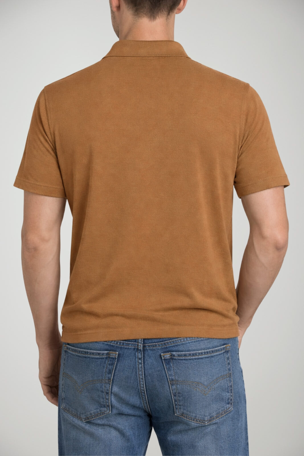 Polo da uomo Cashmere Company in misto lino e scollo a V