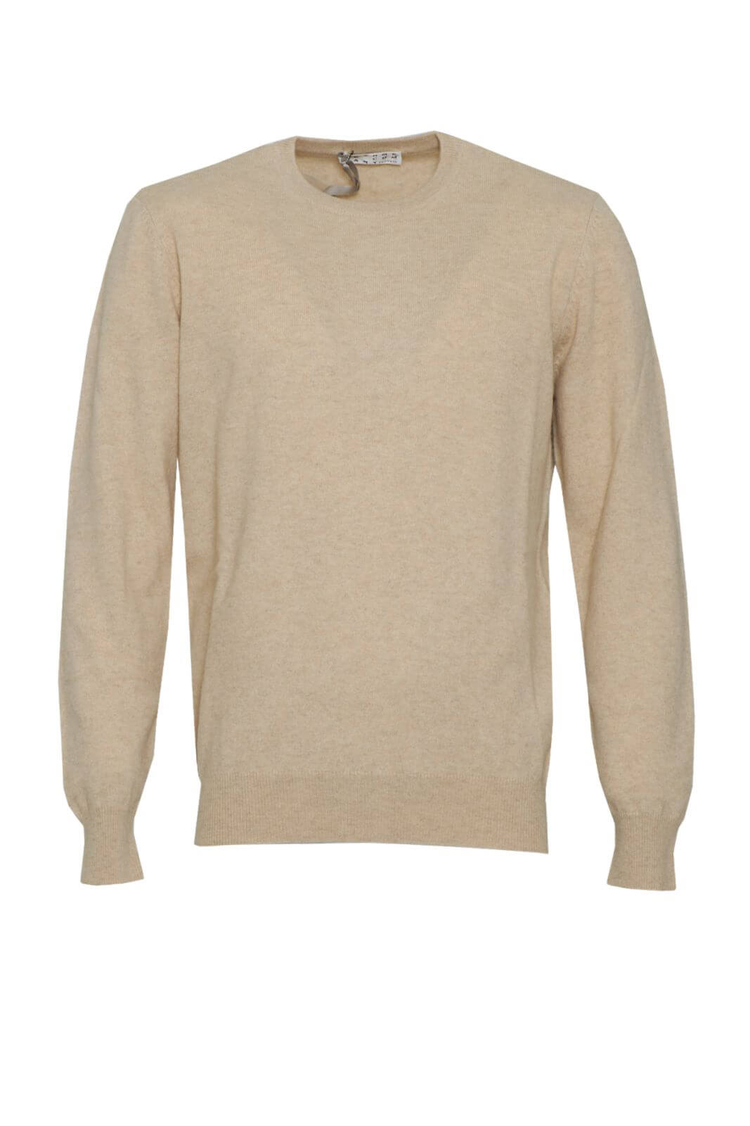 Maglia da uomo Cashmere e Company a girocollo in cashmere a tinta unita fronte color sabbia