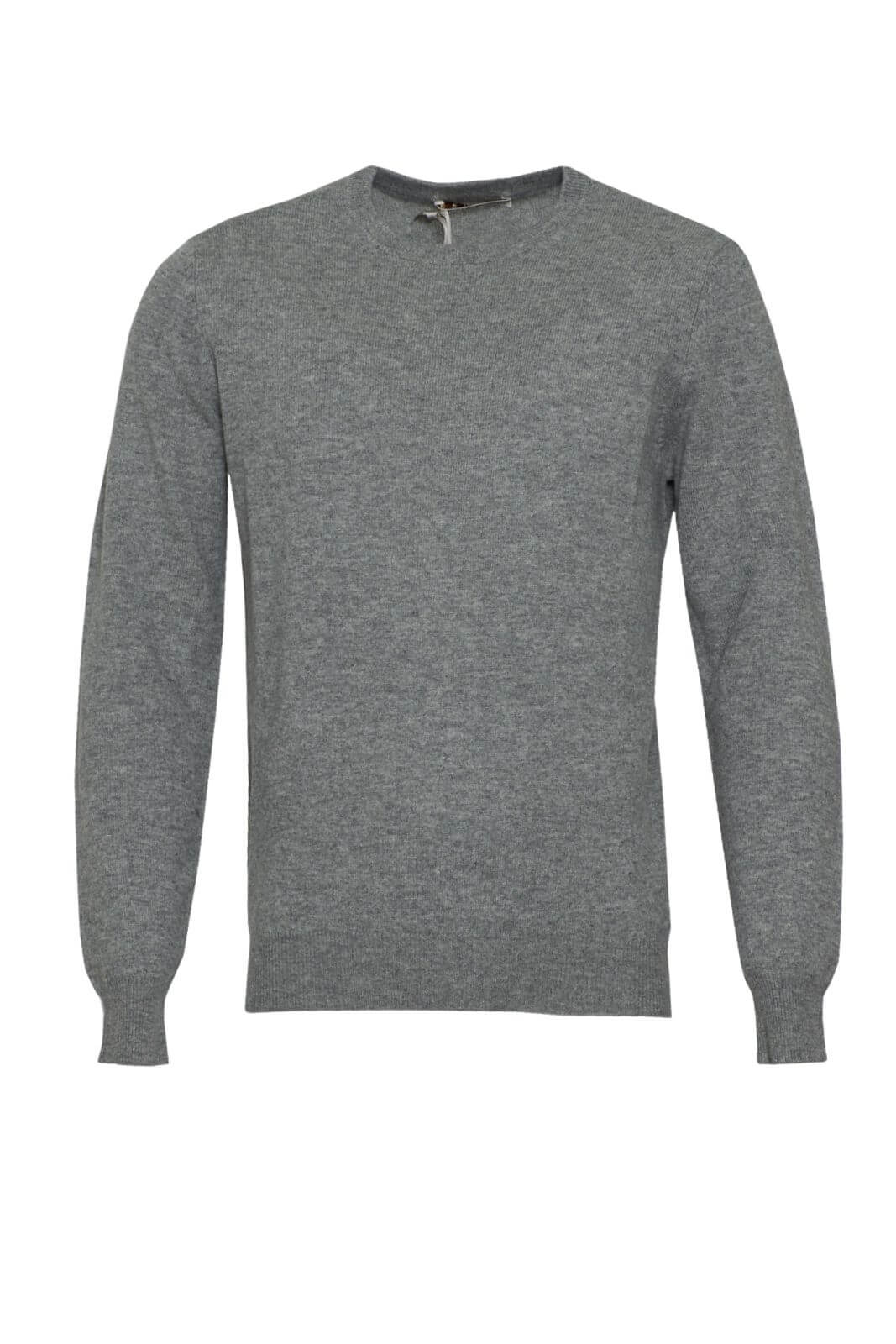 Maglia da uomo Cashmere e Company a girocollo in cashmere a tinta unita fronte colore grigio