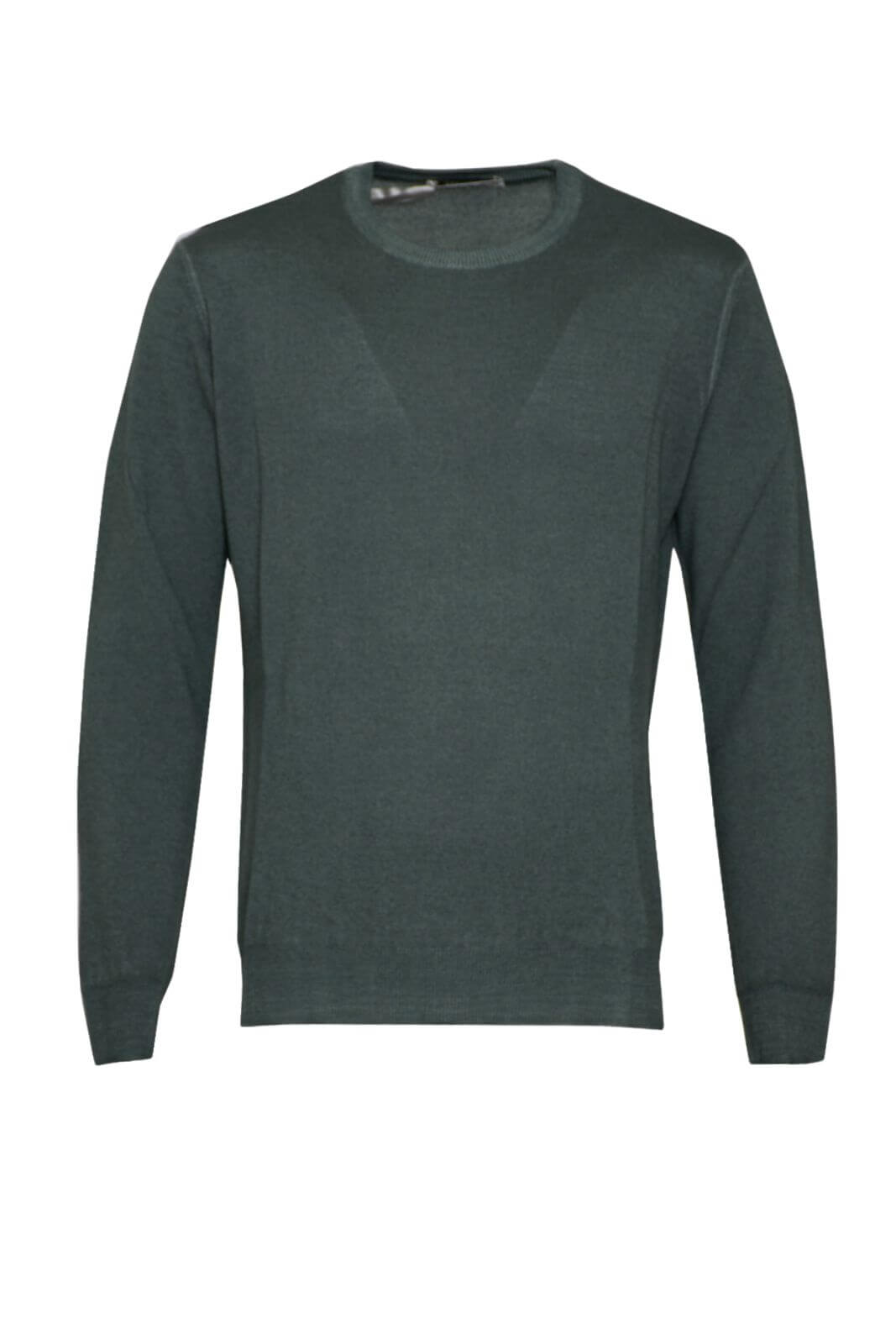 Maglia da uomo Cashmere e Company a girocollo in lana merino a tinta unita fronte verde