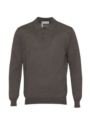 Polo da uomo Cashmere e Company in lana rasata a tinta unita fronte