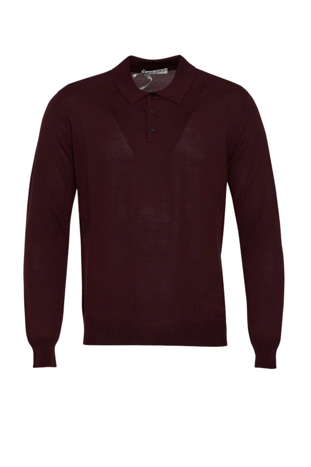 Polo da uomo Cashmere e Company in lana rasata a tinta unita fronte color bordeaux