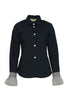 Camicia donna gessata con volant fronte