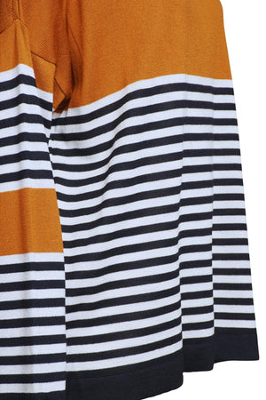 Maglia donna girocollo rigata dettaglio