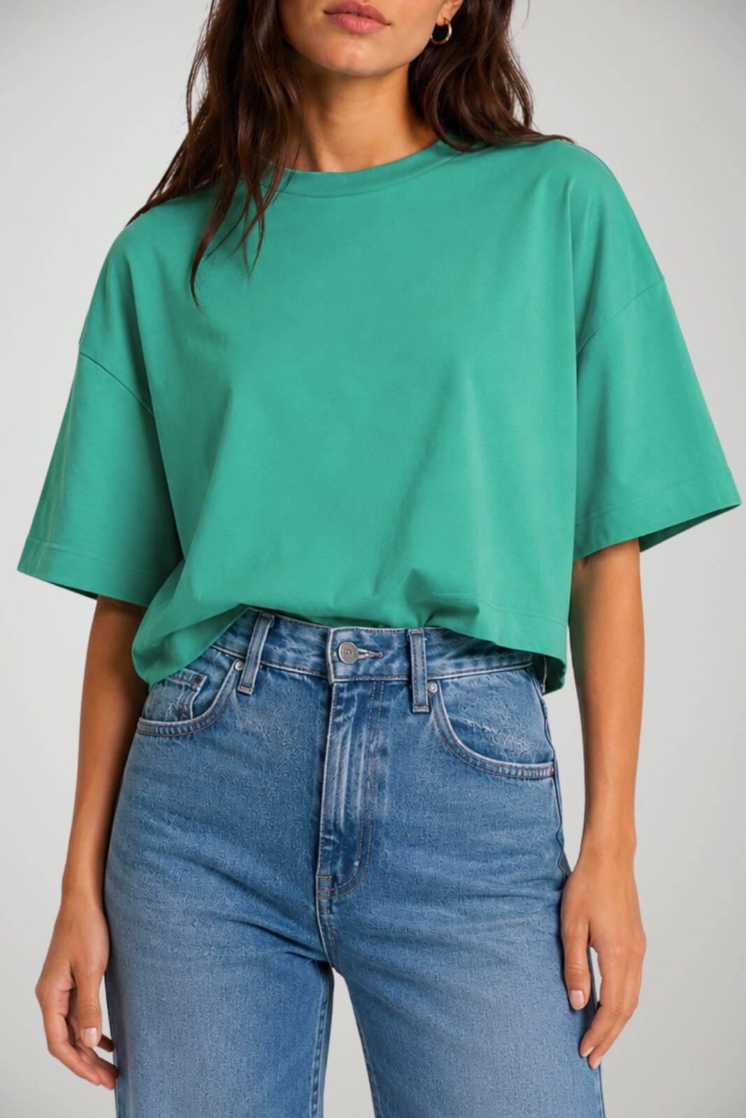T-shirt da donna Circolo crop con vestibilità over