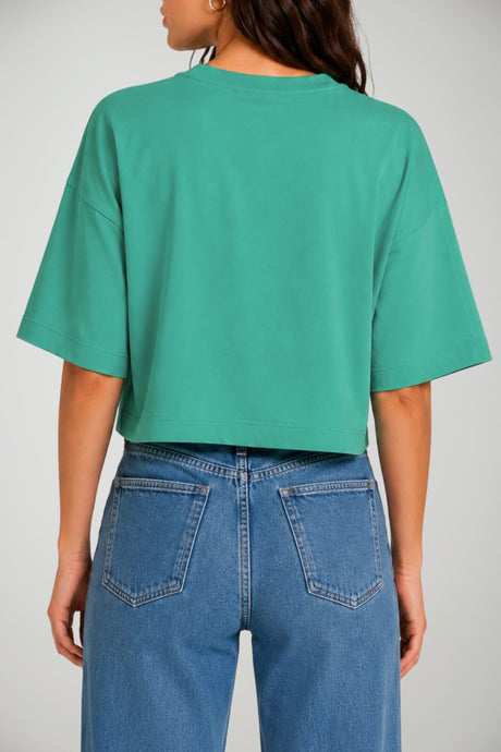 T-shirt da donna Circolo crop con vestibilità over