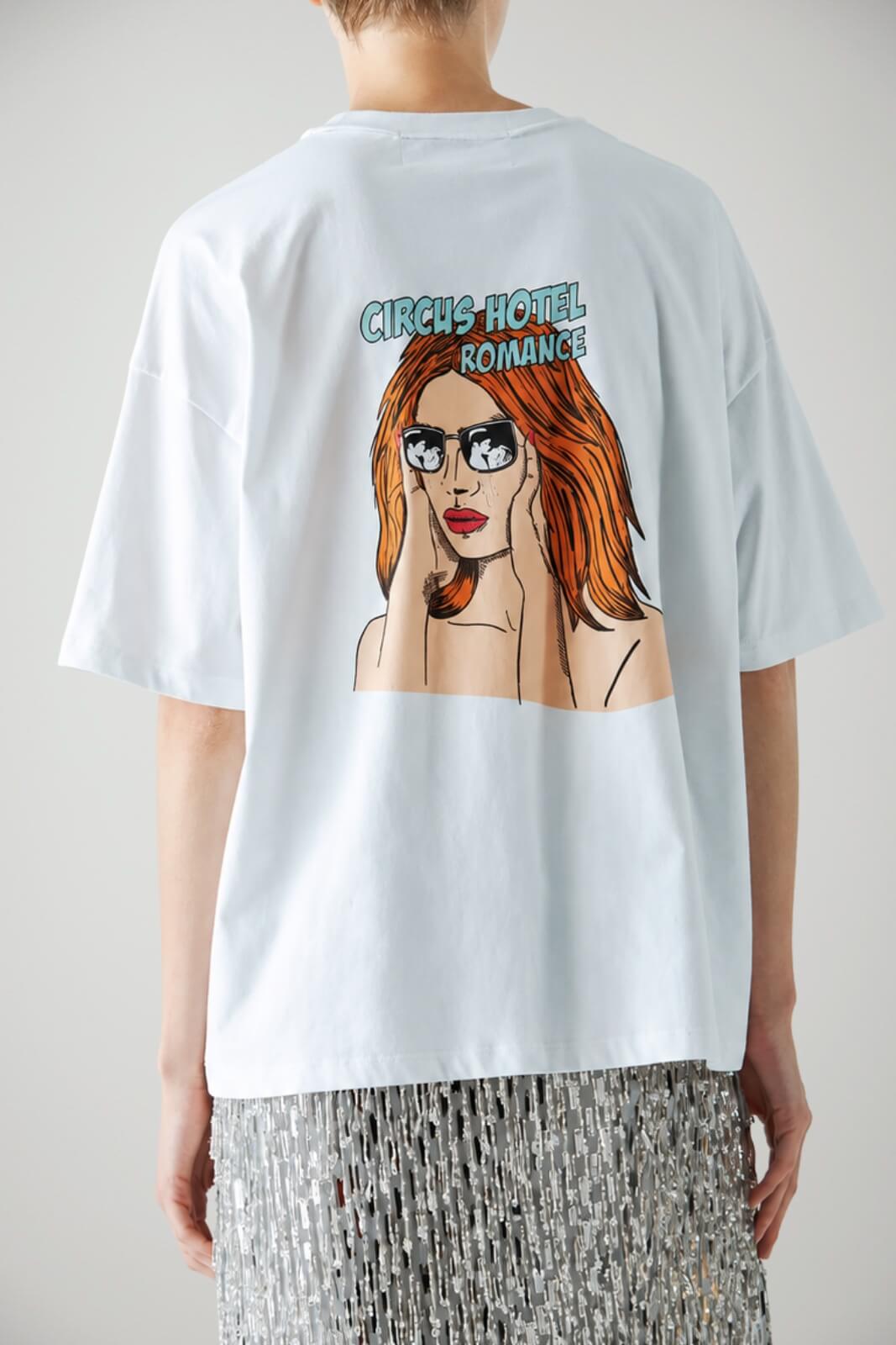 Circus Hotel T-shirt Donna con Stampa Posteriore in Cotone