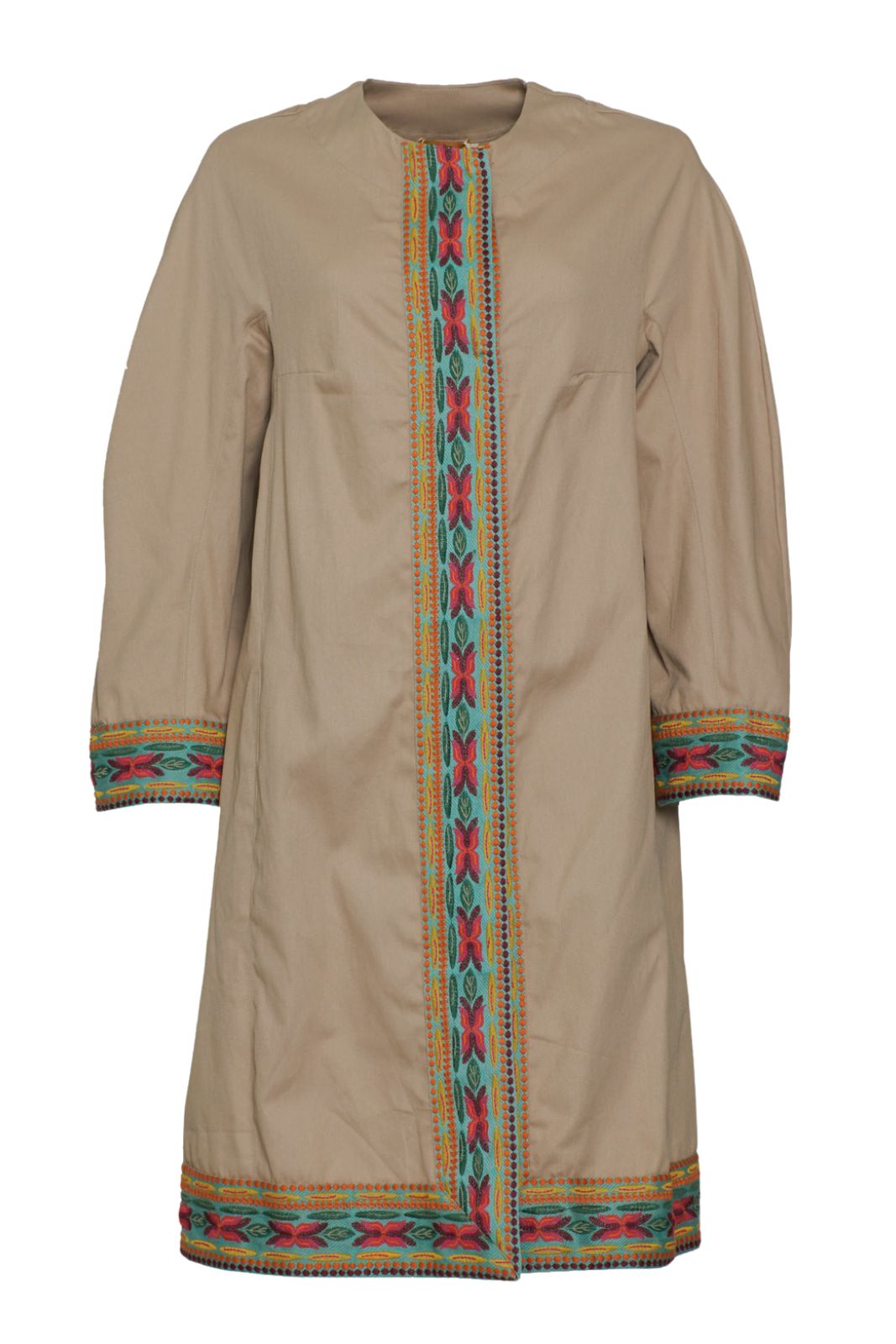 Francesca Bassi Women's Trench Coat with Tapestry-Effect Embroidery