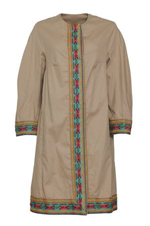 Francesca Bassi Women's Trench Coat with Tapestry-Effect Embroidery