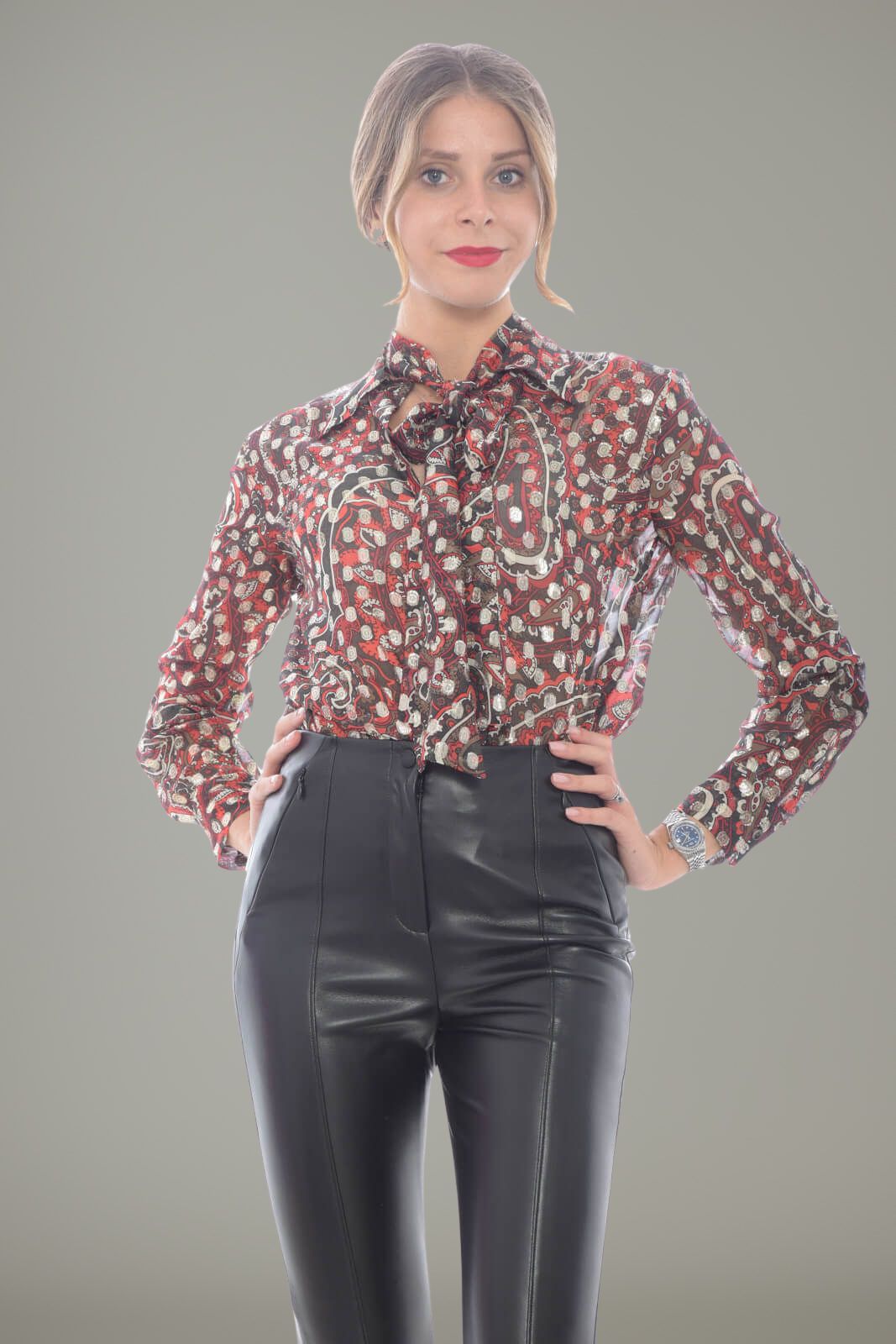 Parosh Camicia Donna con cravatta al collo