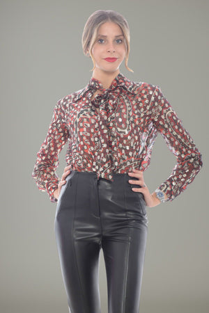 Parosh Camicia Donna con cravatta al collo