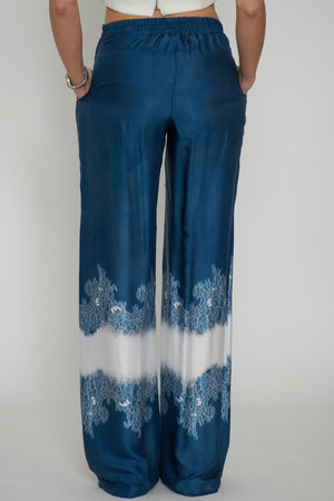 Ermanno Firenze Pantalone Donna con stampa in pizzo