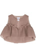 Dou Uod gilet bambina tortora con tessuto a rete e balza sul fondo Retro