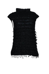 Maglia donna smanicata con frange fronte