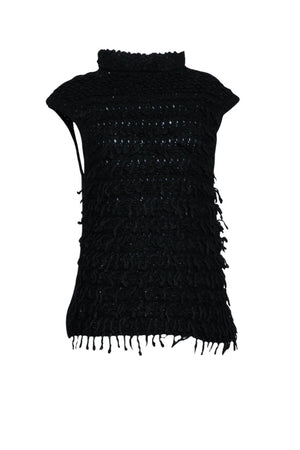 Maglia donna smanicata con frange fronte