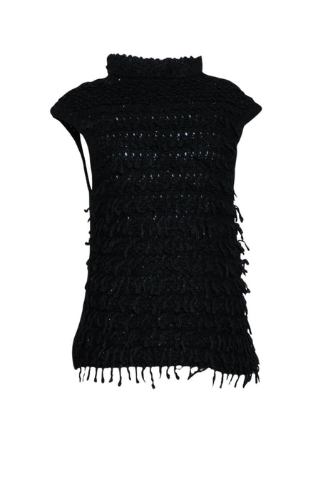 Maglia donna smanicata con frange fronte