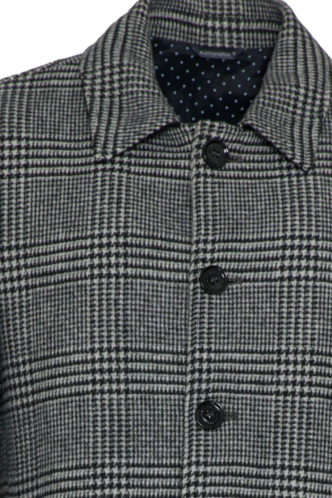 Cappotto lungo da uomo Daniele Alessandrini monopetto a quadri dettaglio