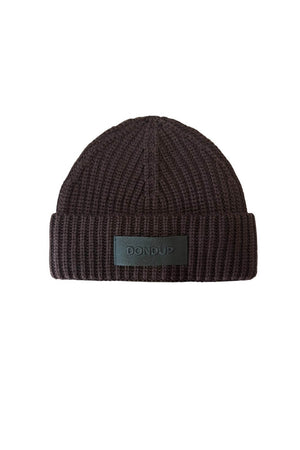 Dondup Cappello Uomo a coste con patch / Dark Chocolate