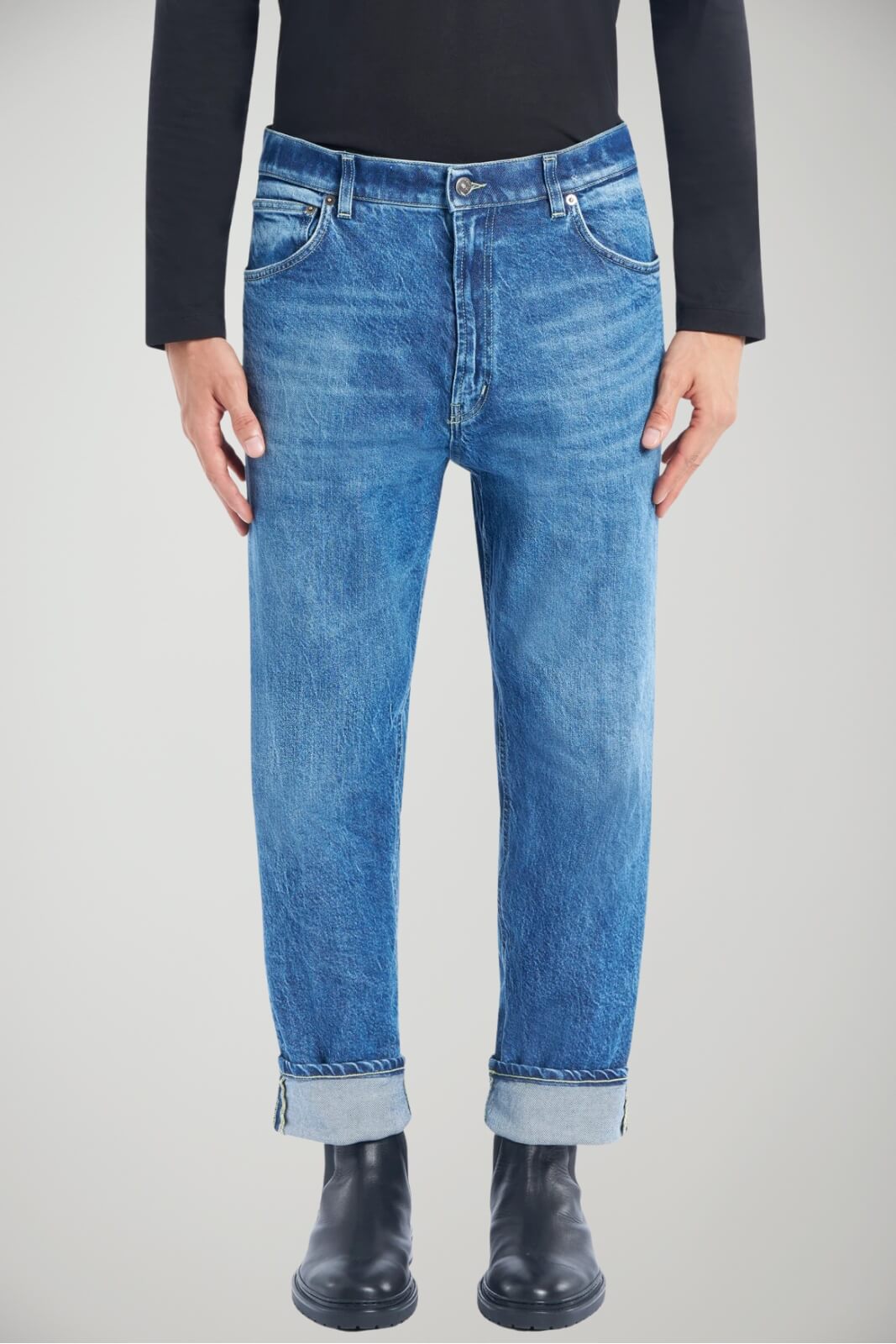 Jeans da uomo Dondup loose fit in denim stretch fronte 1
