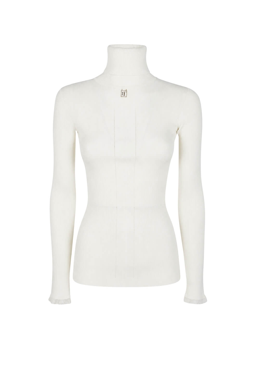 Elisabetta Franchi Dolcevita Donna  a costine con placca logo / Burro