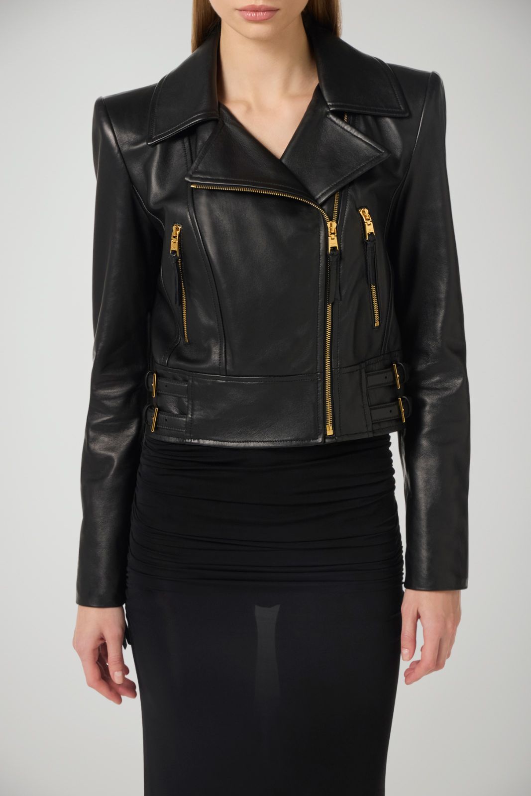 Elisabetta Franchi Biker Donna in pelle con rever