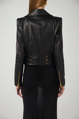 Elisabetta Franchi Biker Donna in pelle con rever