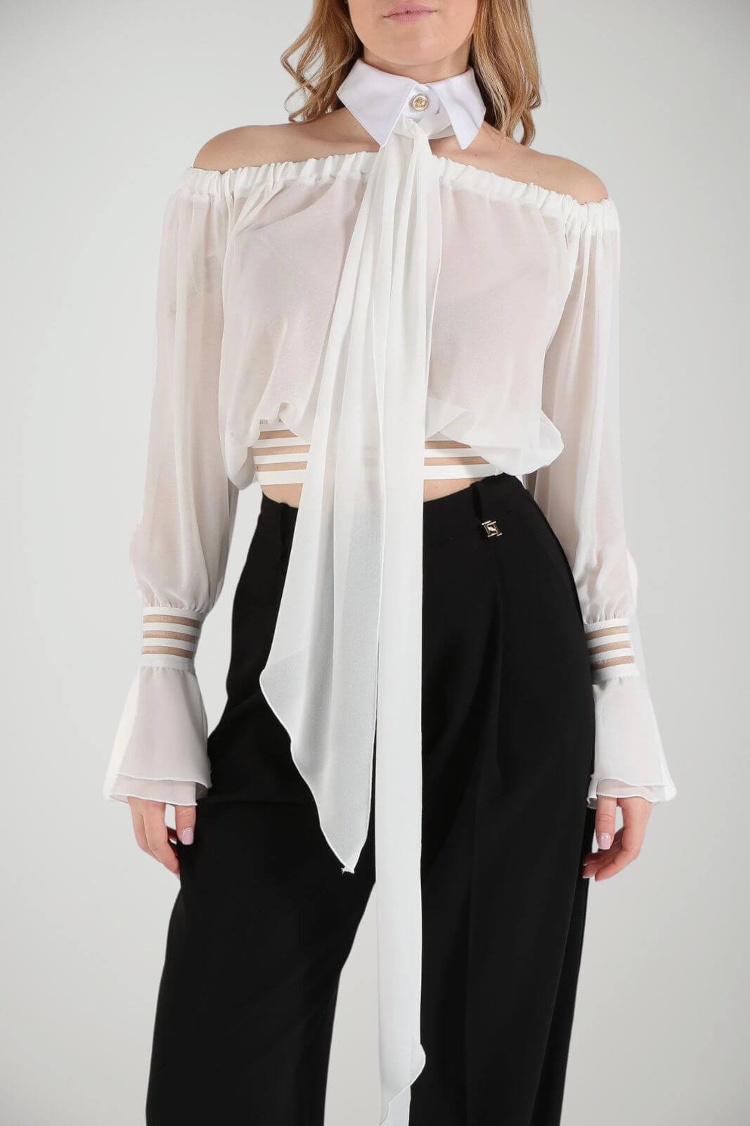 Elisabetta Franchi Camicia Donna cropped in chiffon